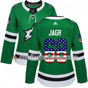 Adidas Maillot de Hockey Dallas Stars Jaromir Jagr 68 2017-2018 Kelly Vert USA Flag Fashion Authentic - Femme